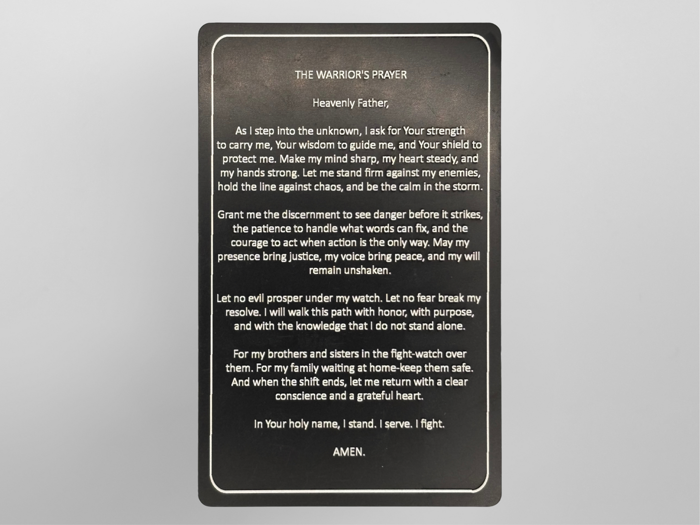 The Warrior’s Prayer LEO Card