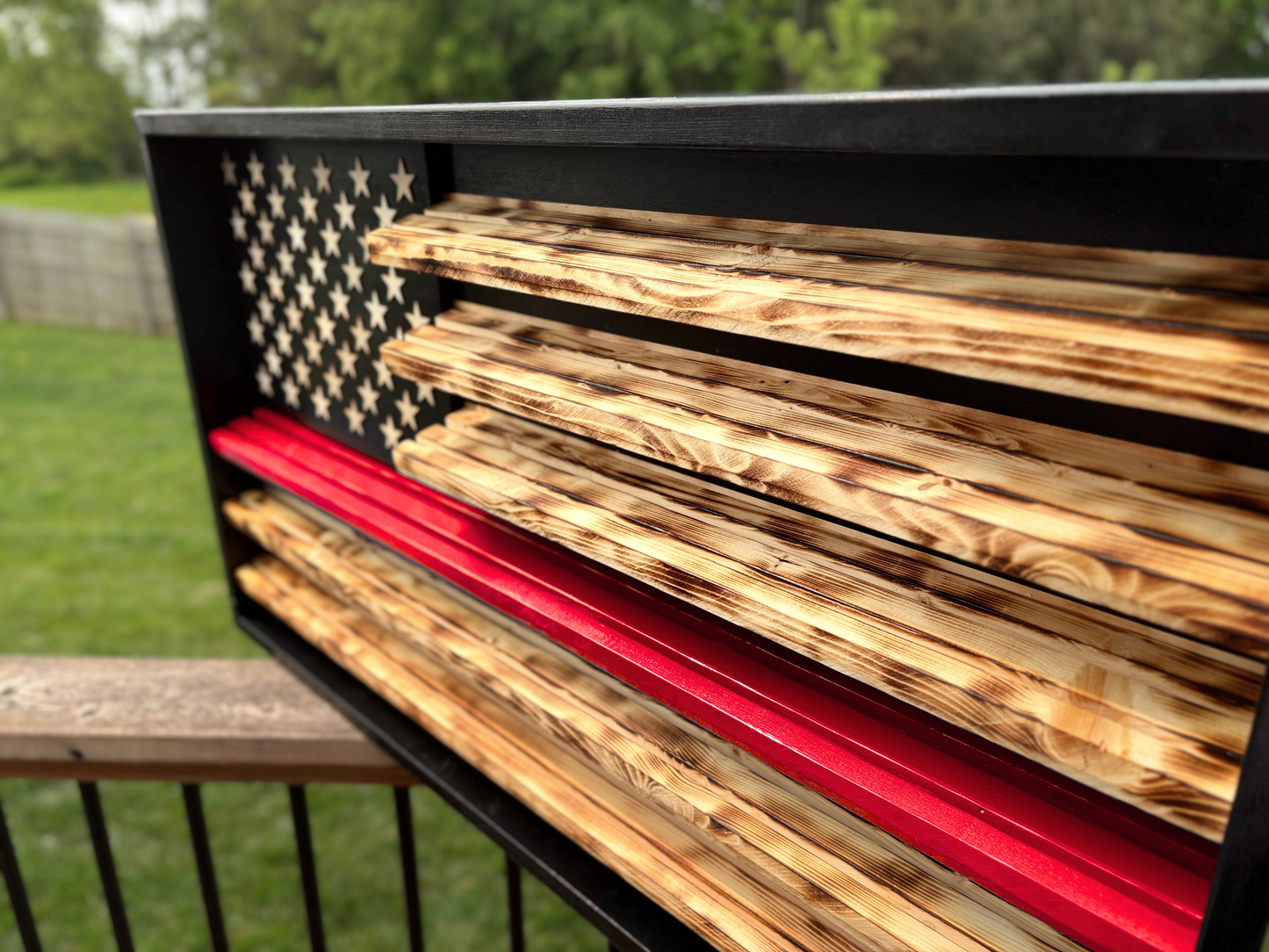 Thin Red Line Flag Challenge Coin Display