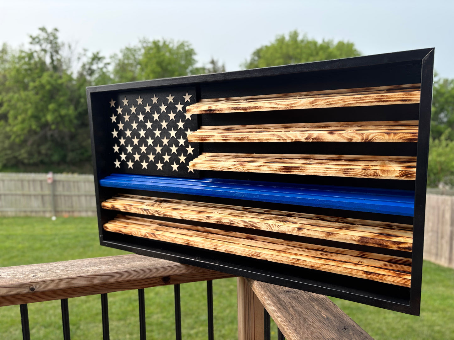 Thin Blue Line Flag Challenge Coin Display
