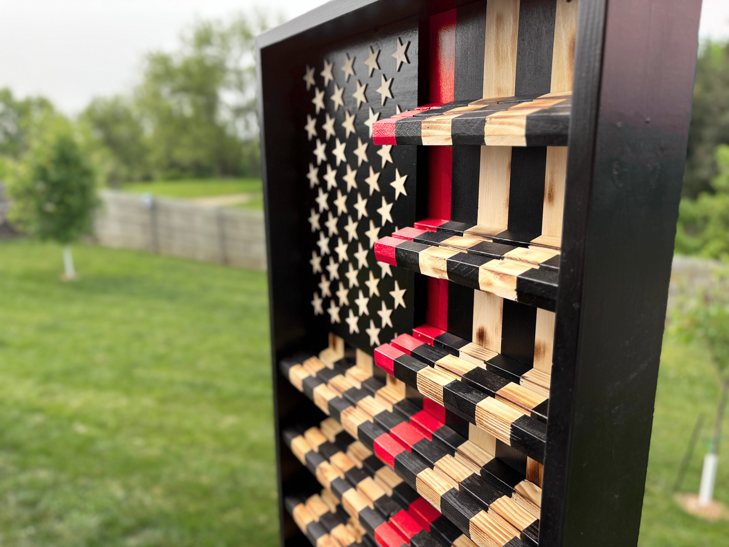 Thin Red Line Flag Challenge Coin Display