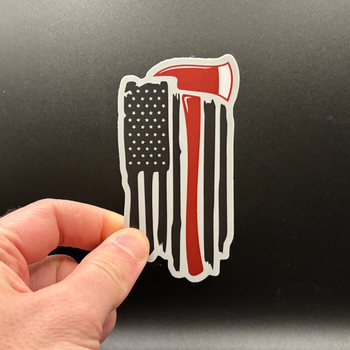 Thin Red Line Axe Flag Sticker