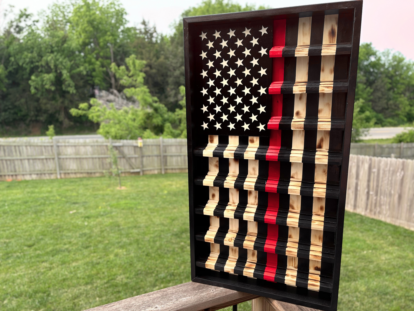 Thin Red Line Flag Challenge Coin Display
