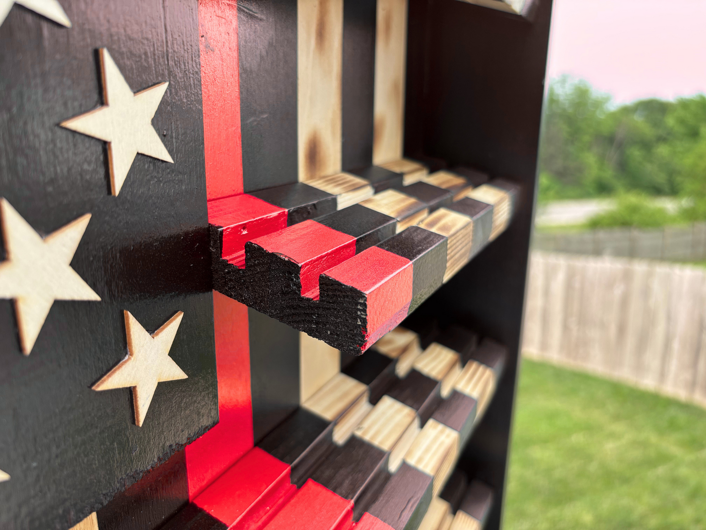 Thin Red Line Flag Challenge Coin Display